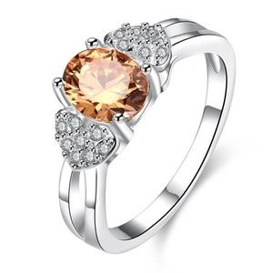 Sterling Silver Citrine Heart Ring. Size 7